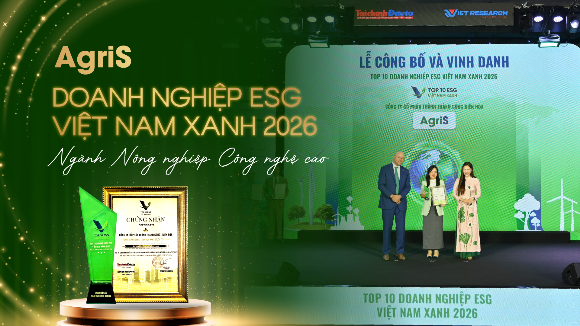 AgriS và dấu ấn Doanh nghiệp ESG Việt Nam Xanh ngành Nông nghiệp Công nghệ cao